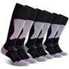 CS CELERSPORT Women's Merino Wool Ski Socks, 3 Pack Thermal Warm Winter Thick Knee High Snowboarding Skiing Socks, Black Grey + Black Rose Red + Black Blue, Small view 1