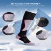CS CELERSPORT Women's Merino Wool Ski Socks, 3 Pack Thermal Warm Winter Thick Knee High Snowboarding Skiing Socks, Black Grey + Black Rose Red + Black Blue, Small view 4