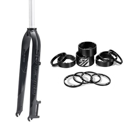 BUCKLOS 26 Mountain Bike Aluminum Alloy Rigid Forks & 11PCS Headset Spacer Black