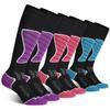 CS CELERSPORT Women's Merino Wool Ski Socks, 3 Pack Thermal Warm Winter Thick Knee High Snowboarding Skiing Socks, Black Blue + Black Pink + Black Purple, Small view 1