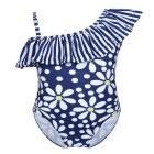 Freebily Kids Girls' One-Piece Floral Swimsuit Ruffled Spaghetti Straps Tankini Bikini Swimwear Bathing Suit Navy Blue 2-3