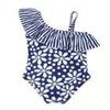 Freebily Kids Girls' One-Piece Floral Swimsuit Ruffled Spaghetti Straps Tankini Bikini Swimwear Bathing Suit Navy Blue 2-3 view 3
