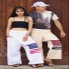 RaanPahMuang Thai Fisherman Pants Men/Women, Loose Yoga, Pirate, Harem Pants, 100% Cotton, Unisex Kimono Pants, XX-Large-3X-Large, Muang Cotton - Flag - White view 4