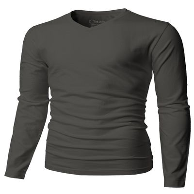 H2H Mens Lightweight Long Sleeve V-Neck T-Shirt SMOKEGRAY US XL/Asia XXL (KMTTL0374)