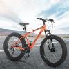 26 Inch Fat Tire Bike Full 21 Speed Mountain Bike, Dual Disc Brake, High-Carbon Steel Frame, Front Suspension, Mountain Trail Bike, Urban Commuter City Bicycle (Orane) view 1