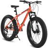 26 Inch Fat Tire Bike Full 21 Speed Mountain Bike, Dual Disc Brake, High-Carbon Steel Frame, Front Suspension, Mountain Trail Bike, Urban Commuter City Bicycle (Orane) view 2