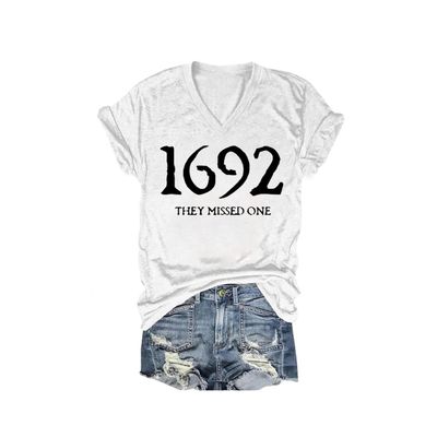1692 They Missed One Sweater 1962 They Missed One Sweatshirt Halloween Clothes for Women 1692 They Missed One Shirt Plus Size Halloween Tshirts Funny Graphic Vneck Vintage Tee White