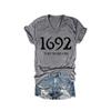 1692 They Missed One Sweater 1692 They Missed One Shirt Womens Halloween Sweatshirt 1692 They Missed One Shirt Casual Funny Halloween Tshirts Loose Shirts Vneck Vintage Tee Plus Size 4XL Grey view 1