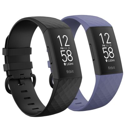 2 Pack Waterproof Bands Compatible with Fitbit charge 3 / Fitbit charge 4 / Fitbit Charge 3 SE, Classic Soft Sports Replacement Wristbands for Women Men (Large 7.1''-8.7'', black/grayish purple)