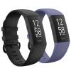 2 Pack Waterproof Bands Compatible with Fitbit charge 3 / Fitbit charge 4 / Fitbit Charge 3 SE, Classic Soft Sports Replacement Wristbands for Women Men (Large 7.1''-8.7'', black/grayish purple) view 1
