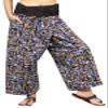 RaanPahMuang Thai Fisherman Pants Loose Yoga, Pirate, Harem, 100% Cotton, Unisex Mens Womens Kimono, Medium-Large, Muang Cotton - Aztec Fish - Black view 1