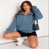 AUTOMET Womens Sweatshirts Half Zip Cropped Pullover Fleece Quarter Zipper Sweater Hoodies 2026 Fall Fashion Outfits Clothes Blue Large view 4