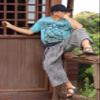 RaanPahMuang Fisherman Pants Casual with Pocket Double Printed Wheel Black Gray sz M/L view 2