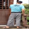 RaanPahMuang Fisherman Pants Casual with Pocket Double Printed Wheel Black Gray sz M/L view 3