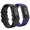 2 Pack Waterproof Bands Compatible with Fitbit charge 3 / Fitbit charge 4 / Fitbit Charge 3 SE, Classic Soft Sports Replacement Wristbands for Women Men (Large 7.1''-8.7'', black navy) view 1