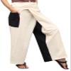 RaanPahMuang Thai Fisherman Pants Loose Yoga, Pirate, Harem, 100% Cotton, Unisex Mens Womens Kimono, Medium-Large, Muang Cotton - Leg 2 Panel - Cream Black view 1