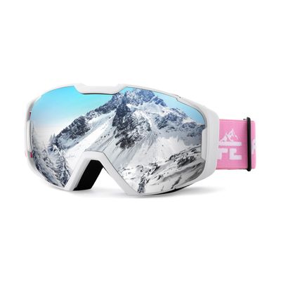 FEISEDY Ski Goggles, OTG Snow Sport Goggles for Adult Youth, Anti-Fog UV400 Protection Bendable Dual-Lenses B2961
