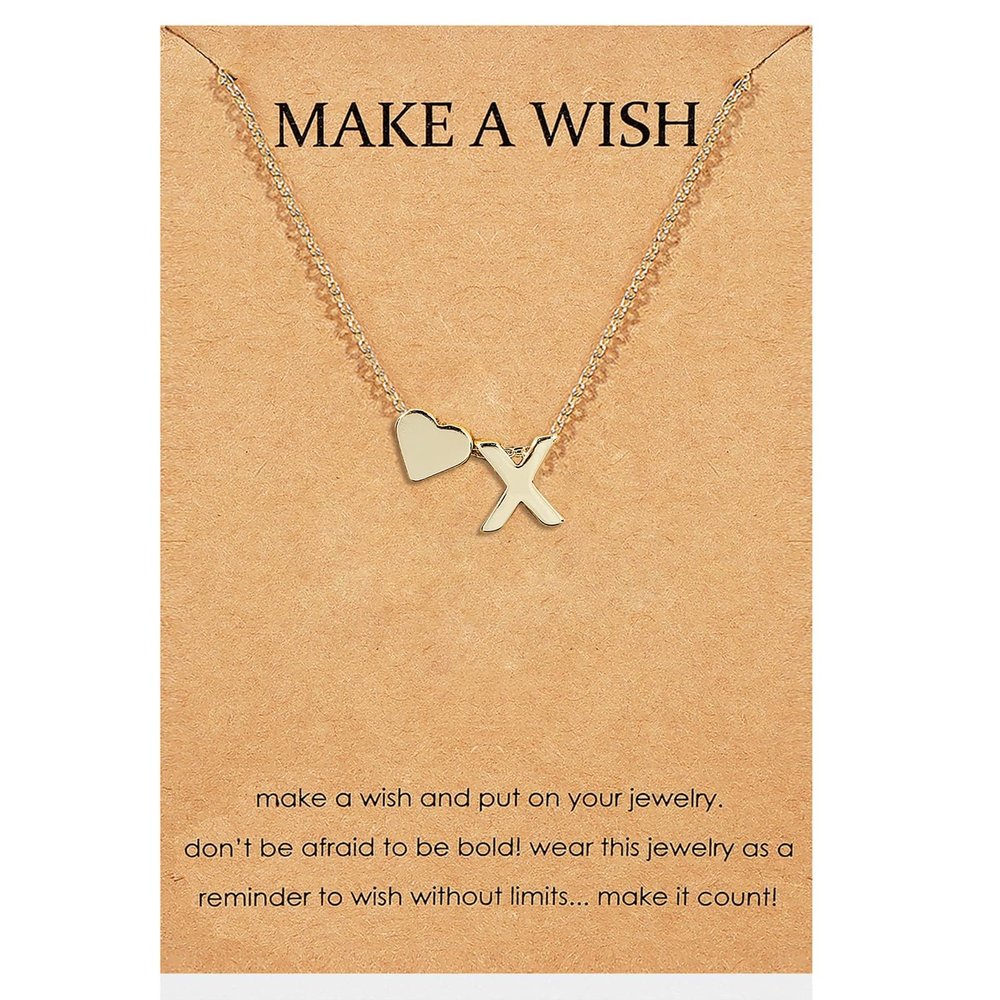 Stocking Stuffers Holiday Outfits for Women 2024 Make A Wish Necklace for Women Heart Initial Necklace Dainty Letter Necklace Trendy Alphabet Name Necklace Initial Pendant Necklace Birthday Christmas Gifts for Stocking Stuffers
