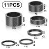 BUCKLOS 11PCS Carbon Fiber Matte Spacer & 1-1/8 Bike Headset Threadless 41.8-52mm Red view 2