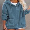 Akivide Women Fuzzy Fleece Hoodie Coats Winter Warm 2023 Long Sleeve Zip Up Faux Fur Outwear Jacket Cardigan with Pocket view 2