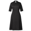 CAMDOM Womens Church Clergy Dress Minister Half Sleeve Loose Elegant Dress with Tab Collar Black view 1