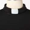 CAMDOM Womens Church Clergy Dress Minister Half Sleeve Loose Elegant Dress with Tab Collar Black view 2