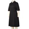 CAMDOM Womens Church Clergy Dress Minister Half Sleeve Loose Elegant Dress with Tab Collar Black view 3