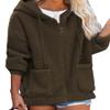 Akivide Women Fuzzy Fleece Hoodie Coats Winter Warm 2023 Long Sleeve Zip Up Faux Fur Outwear Jacket Cardigan with Pocket view 1