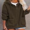 Akivide Women Fuzzy Fleece Hoodie Coats Winter Warm 2023 Long Sleeve Zip Up Faux Fur Outwear Jacket Cardigan with Pocket view 2