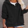 Akivide Women Fuzzy Fleece Hoodie Coats Winter Warm 2023 Long Sleeve Zip Up Faux Fur Outwear Jacket Cardigan with Pocket view 2