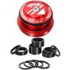 BUCKLOS 1-1/8 Bike Headset Threadless 44-50.6mm Red & 11PCS Carbon Fiber Shiny Spacer view 1