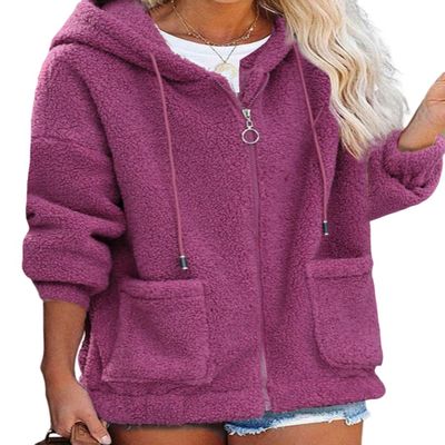 Akivide Women Fuzzy Fleece Hoodie Coats Winter Warm 2023 Long Sleeve Zip Up Faux Fur Outwear Jacket Cardigan with Pocket