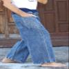 RaanPahMuang Thai Fisherman Pants Loose Yoga, Pirate, Harem, 100% Cotton, Unisex Mens Womens Kimono, X-Small-Small, Stonewashed Cotton - Denim Blue view 4
