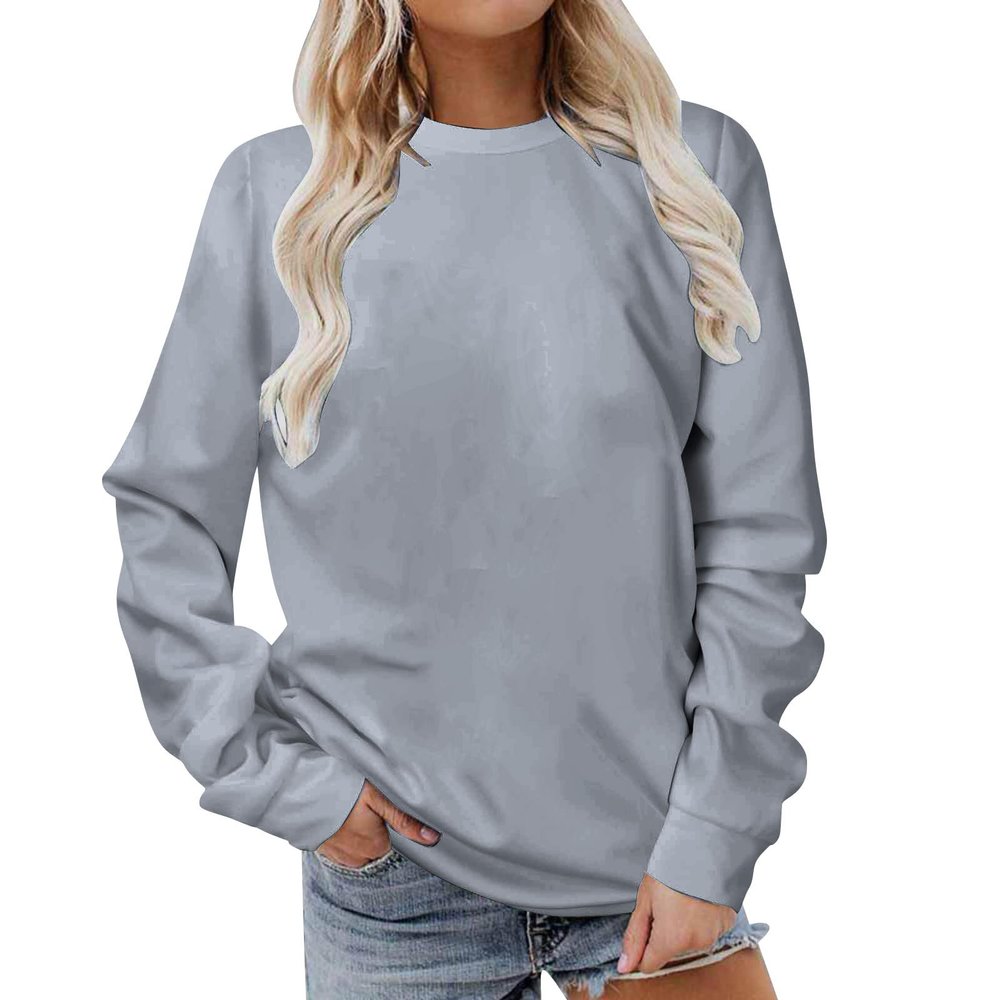 IEPOFG Sweatshirt for Women Fall Fashion Long Sleeve Pullover Crewneck Shirt Tops Teen Girl Casual Oversized Workout Sweater Gray