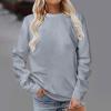 IEPOFG Sweatshirt for Women Fall Fashion Long Sleeve Pullover Crewneck Shirt Tops Teen Girl Casual Oversized Workout Sweater Gray view 2