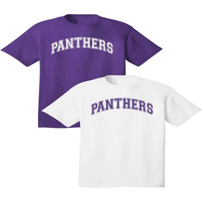 Fashion Greek TCTG School Mascot T-Shirt Panthers Purple/White Large Short Sleeve 2Pack
