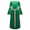 ACSUSS Big Girls Medieval Princess Maxi Dress Renaissance Long Bell Sleeve Vintage Retro Ball Gowns Green 6 Years view 1