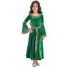 ACSUSS Big Girls Medieval Princess Maxi Dress Renaissance Long Bell Sleeve Vintage Retro Ball Gowns Green 6 Years view 3