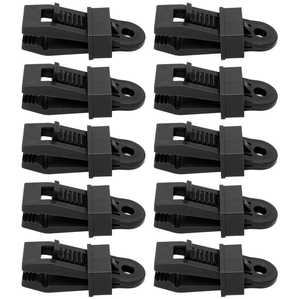 10Pcs Tarp Clips, Large Tent Clamps Heavy Duty Lock Grip Tarp Clamps, Multi Purpose Awning Clamps Tent Clips for Outdoor Camping Swimming Pool Canopy Cover(Black)