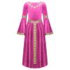ACSUSS Big Girls Medieval Princess Maxi Dress Renaissance Long Bell Sleeve Vintage Retro Ball Gowns Hot Pink 6 Years view 1