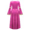 ACSUSS Big Girls Medieval Princess Maxi Dress Renaissance Long Bell Sleeve Vintage Retro Ball Gowns Hot Pink 6 Years view 2