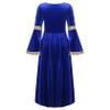 ACSUSS Big Girls Medieval Princess Maxi Dress Renaissance Long Bell Sleeve Vintage Retro Ball Gowns Blue 10 Years view 2