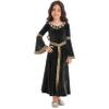 ACSUSS Big Girls Medieval Princess Maxi Dress Renaissance Long Bell Sleeve Vintage Retro Ball Gowns Black 10 Years view 3