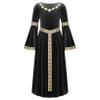 ACSUSS Big Girls Medieval Princess Maxi Dress Renaissance Long Bell Sleeve Vintage Retro Ball Gowns Black 6 Years view 1