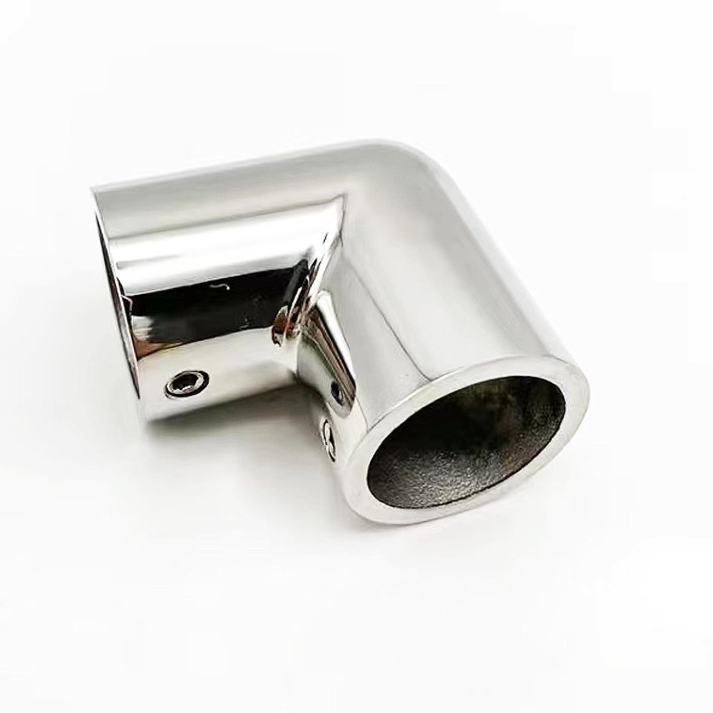 Atskonnen Boat Railing Hardware Marine Grade 316 Steel Stainless 2-Way Boat Hand Rail Fitting 90 Degree Elbow Pipe Connector for 1 Inch Tubing- 1piece