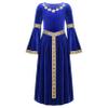 ACSUSS Big Girls Medieval Princess Maxi Dress Renaissance Long Bell Sleeve Vintage Retro Ball Gowns Blue 14 Years view 1
