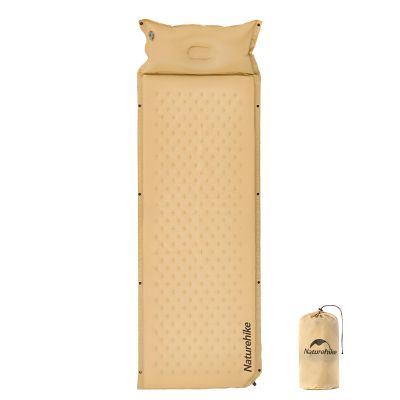 Naturehike Self-Inflating Sleeping Pad with Pillows Inflatable Mattress for 1-2 People 1.2" Sponge Filling Ergonomic Pillow Portable Camping Bed Foldable Activities & Family (1 Person-Khaki)