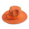 New Summer Straw Hat for Women Panama Soft Shaped Beach Sun Hat Outdoor Travel Hat Sombreros De Mujer Orange 56-58CM view 1