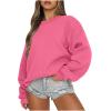 IEPOFG Women's Oversized Sweatshirt Teen Girls Long Sleeve Round Neck Hoodies Fall Fashion Pullover Comfy Outfits Blouse Tops Hot Pink