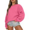 IEPOFG Women's Oversized Sweatshirt Teen Girls Long Sleeve Round Neck Hoodies Fall Fashion Pullover Comfy Outfits Blouse Tops Hot Pink view 2